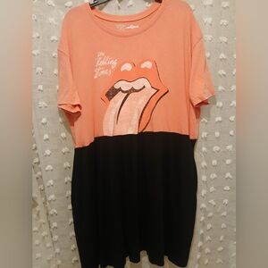 UPCYCLED THE ROLLING STONES GRAPHIC FESTIVAL DRESS SZ XL